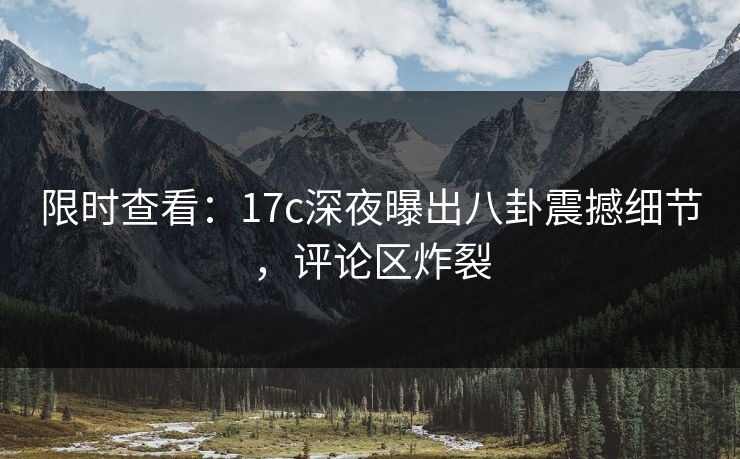 限时查看：17c深夜曝出八卦震撼细节，评论区炸裂