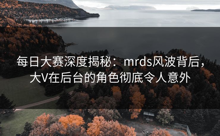 每日大赛深度揭秘：mrds风波背后，大V在后台的角色彻底令人意外