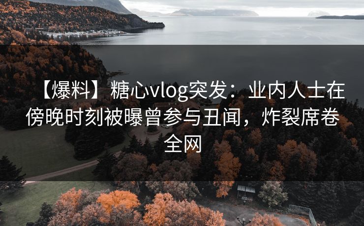 【爆料】糖心vlog突发:业内人士在傍晚时刻被曝曾参与丑闻,炸裂席卷全网 【爆料】糖心vlog突发:业内人士在傍晚时刻被曝曾参与丑闻,炸裂席卷全网
