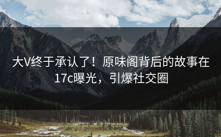 大V终于承认了！原味阁背后的故事在17c曝光，引爆社交圈