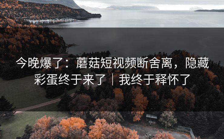 今晚爆了：蘑菇短视频断舍离，隐藏彩蛋终于来了｜我终于释怀了